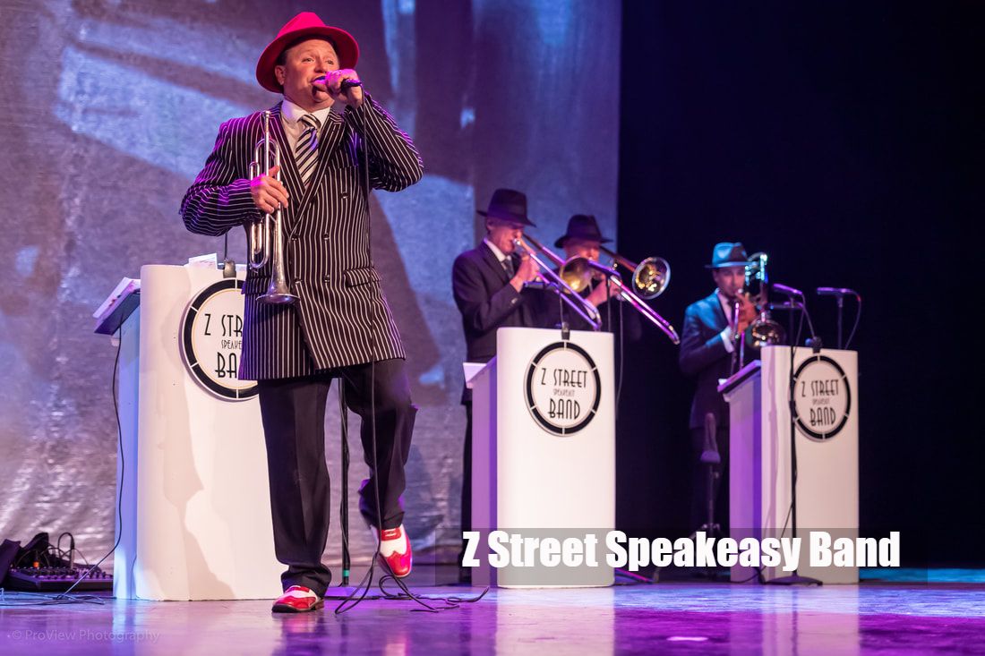 Gatsby Band, 20s Band, Lakewood Ranch Jazz Bands, Speakeasy Band, and Swing Band ​in Lakewood Ranch, Florida.