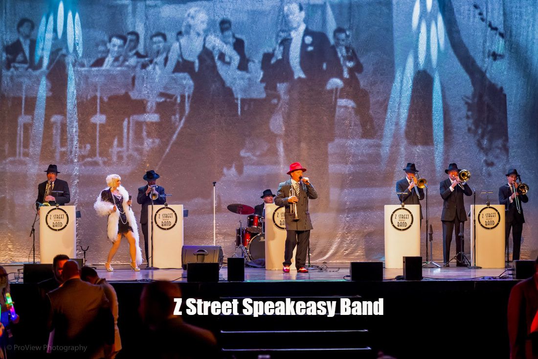 Gatsby Band, 20s Band, Jazz Band, Speakeasy Band, and Swing Band ​in Lakewood Ranch, Florida.